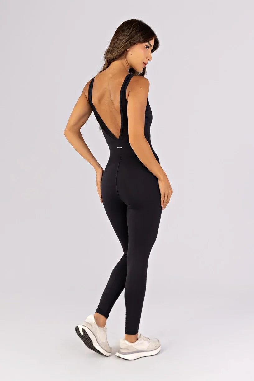 Macacão com Recortes em Tule (Preto) | Ref: K4810-A