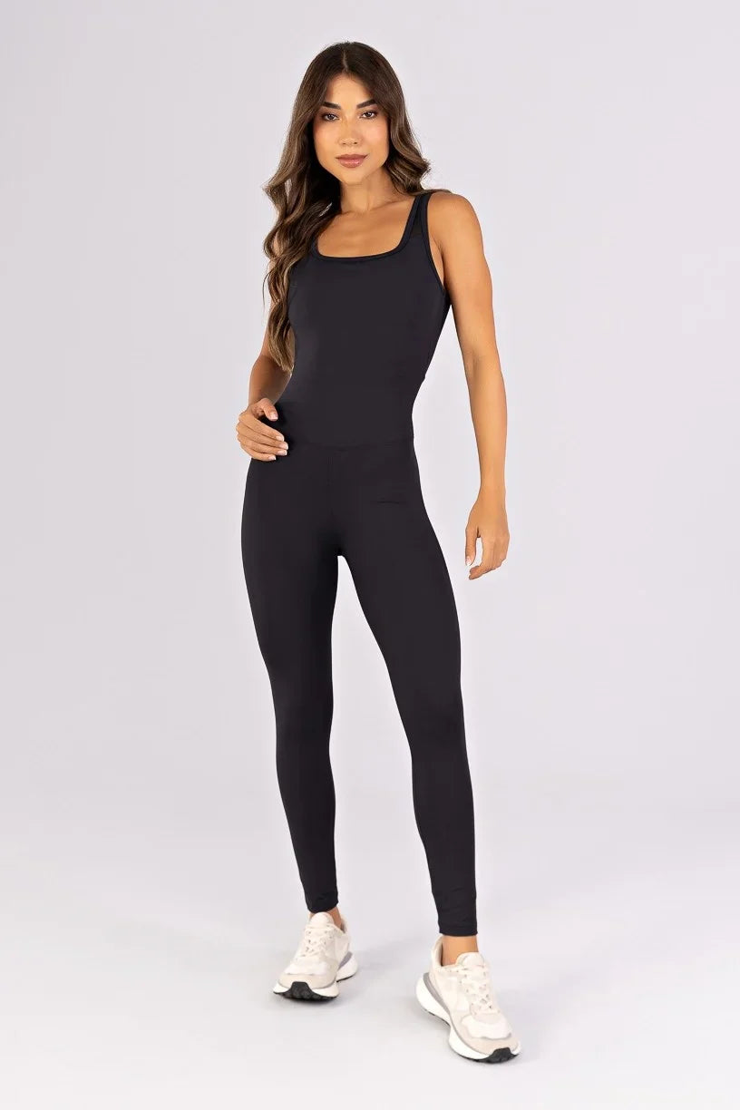 Macacão com Recortes em Tule (Preto) | Ref: K4810-A