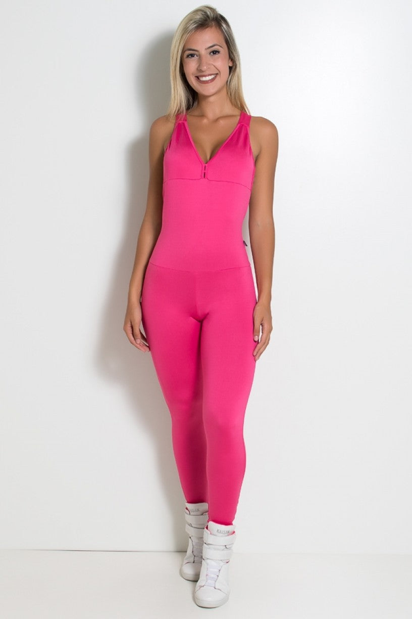 MACACÃO FITNESS BELA CORES LISAS (ROSA PINK) | REF: KS-F87-004