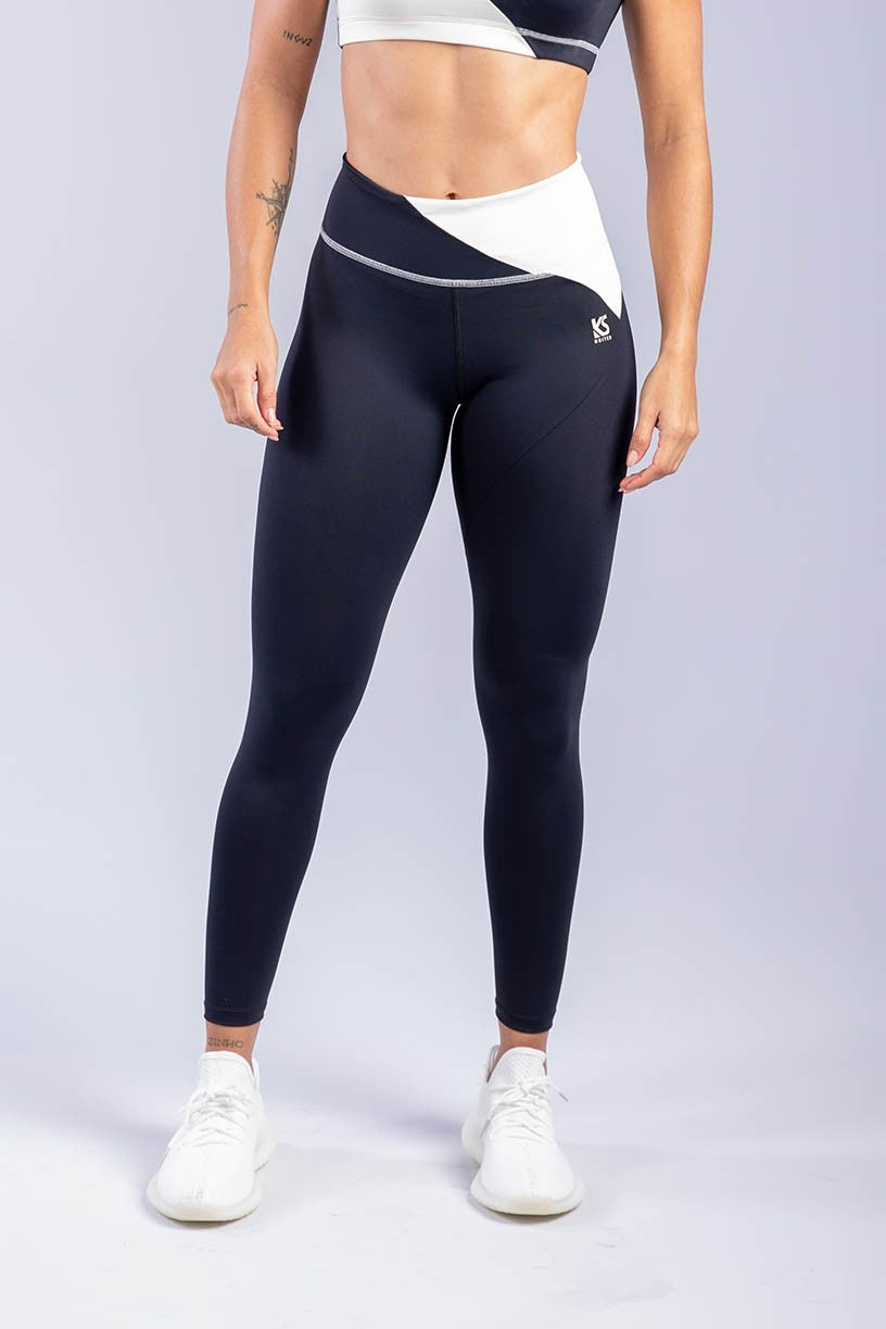 [CONJUNTO] - Top + Calça Legging Duo (Preto / Off-White) | Ref: K3350-A