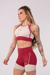 [CONJUNTO] - Short + Top com Alças e Detalhe em Viés (Off-White / Vinho) | Ref: K3512-D