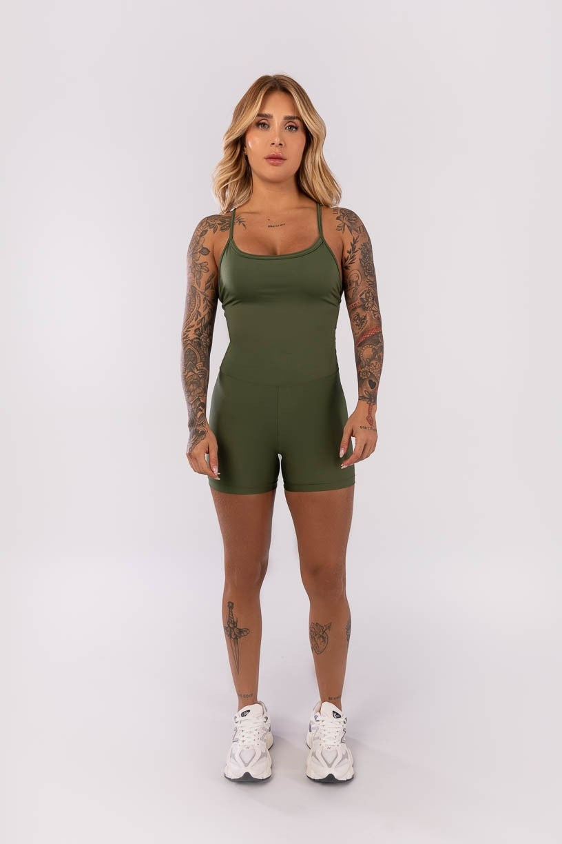 Macaquinho com Alças Cruzadas (Verde Militar) | Ref: K3996-B