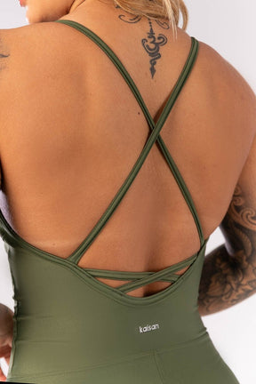 Macaquinho com Alças Cruzadas (Verde Militar) | Ref: K3996-B