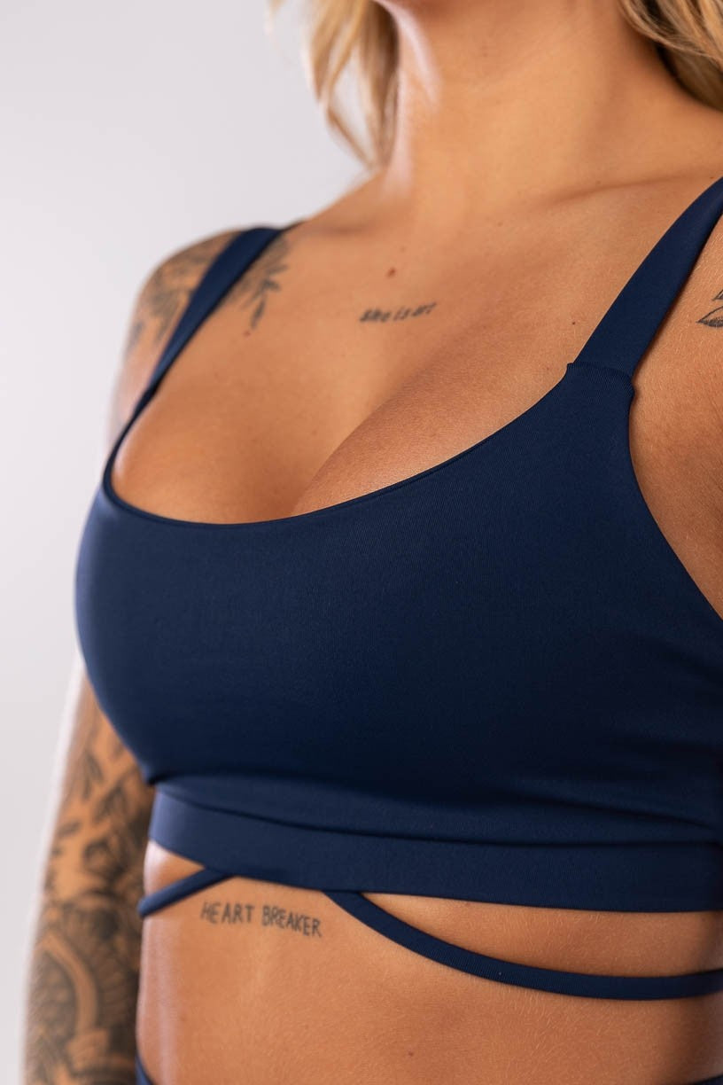 [CONJUNTO] - Short + Top com Detalhe de Tira na Base (Azul Marinho) | Ref: K4131-C