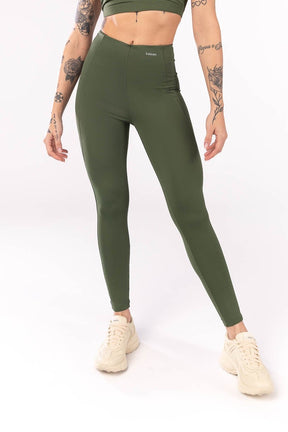 [CONJUNTO] - Calça Legging + Top Sem Cós Aparente (verde Militar)