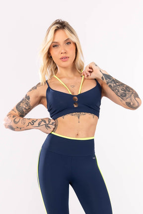 [CONJUNTO] -  Top + Calça (azul Marinho / Amarelo Neon)