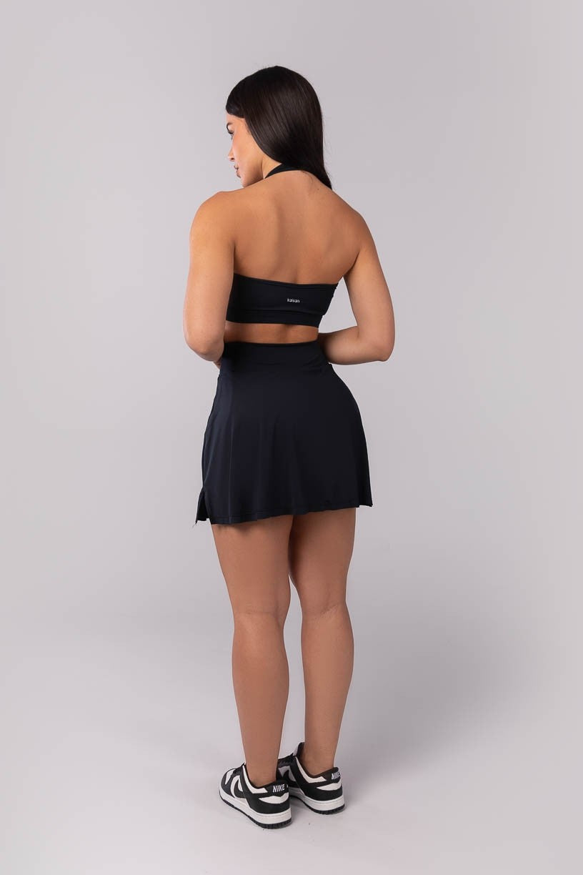 [CONJUNTO] - Top + Short Saia com Cós Transpassado (Preto) | Ref: K4066-A