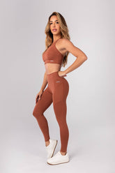 [CONJUNTO] - Top + Calça Legging com Bolsos e Cobertura (Marrom) | Ref: K4176-B