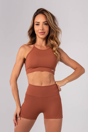 [CONJUNTO] - Short + Top com Tiras nas Costas (Marrom) | Ref: K4175-B