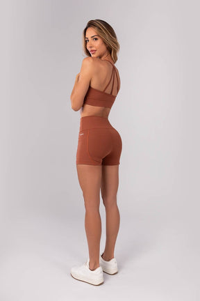 [CONJUNTO] - Short + Top com Tiras nas Costas (Marrom) | Ref: K4175-B