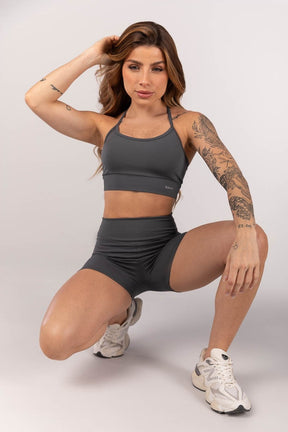 [CONJUNTO] - Top + Short com Cós Arredondado (Grafite) | Ref: K4231-B