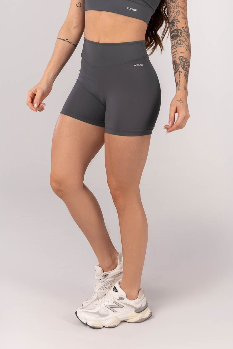 [CONJUNTO] - Top + Short com Cós Arredondado (Grafite) | Ref: K4231-B