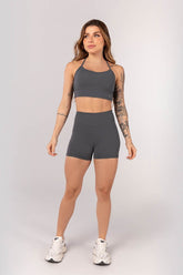 [CONJUNTO] - Top + Short com Cós Arredondado (Grafite) | Ref: K4231-B