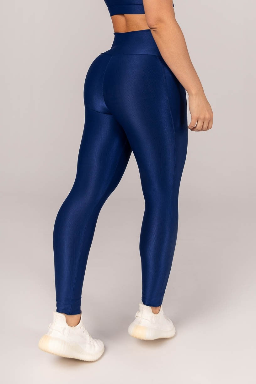 [CONJUNTO] Top + Calça Legging com Bolsos Laterais (Azul) | Ref: K4306-A