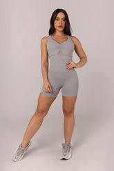 Macaquinho Franzido e Abertura Frontal (Cinza) | Ref: K4293-A