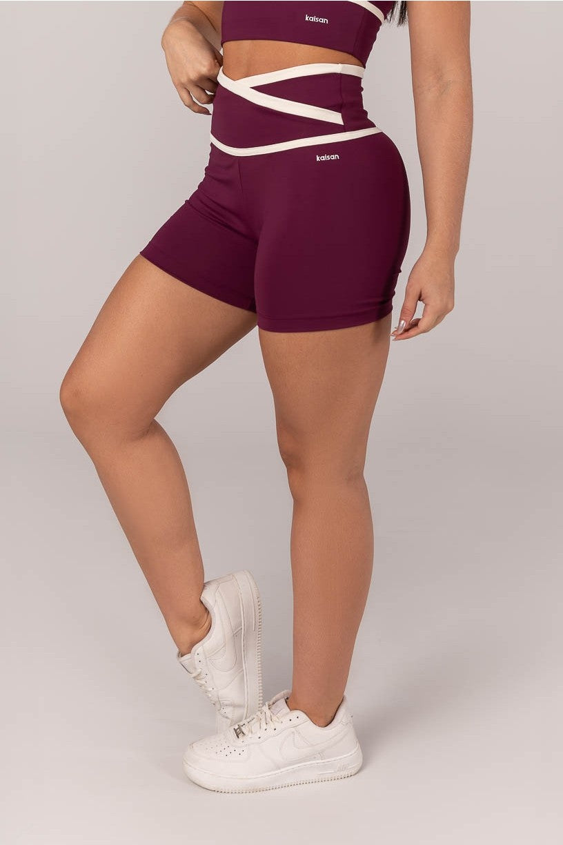 [CONJUNTO]  Short + Top com Alças Reguláveis e Chapado (Uva / Off-White) | Ref: K4295-B