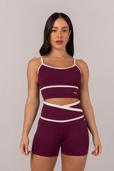 [CONJUNTO]  Short + Top com Alças Reguláveis e Chapado (Uva / Off-White) | Ref: K4295-B