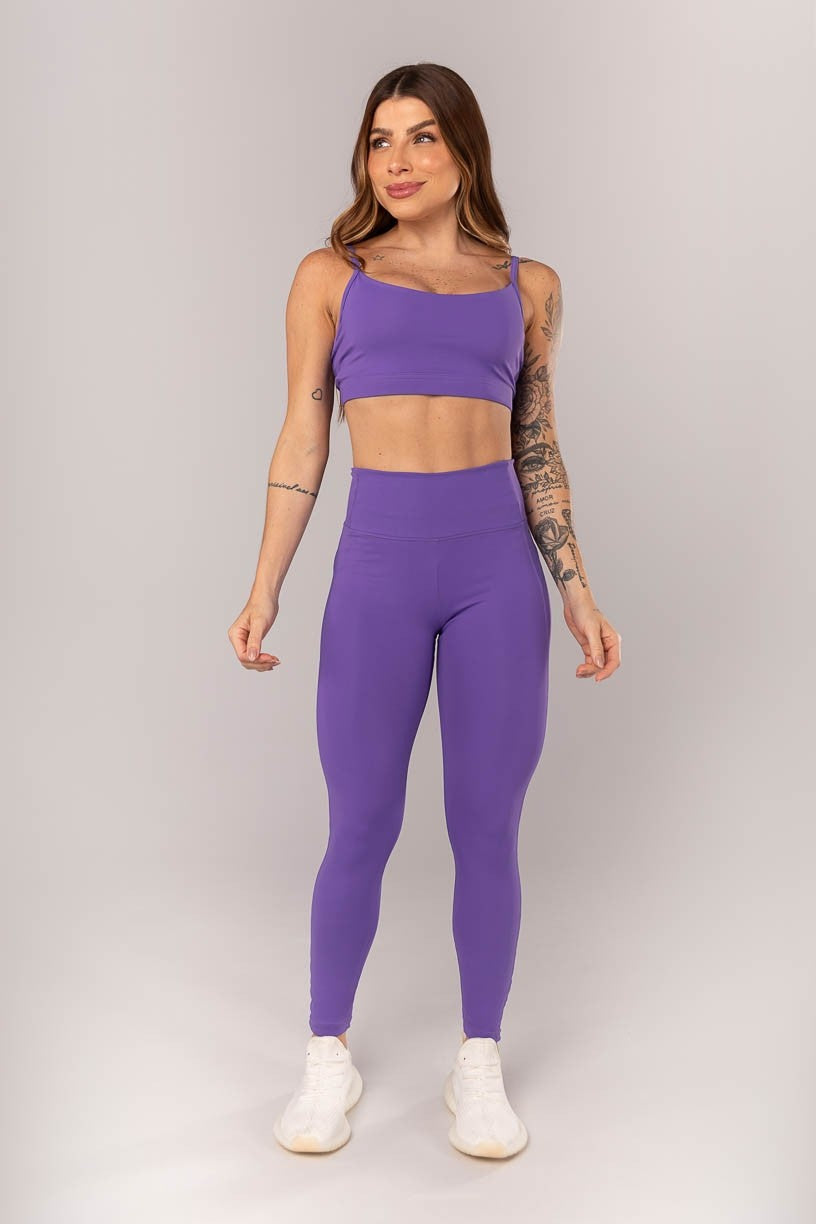 [CONJUNTO] - Top + Calça Legging com Recortes Costas (Violeta) | Ref: K4343-A