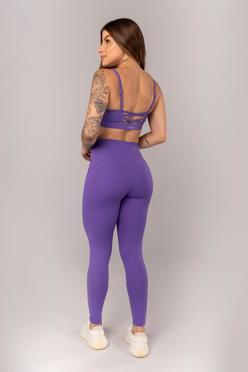 [CONJUNTO] - Top + Calça Legging com Recortes Costas (Violeta) | Ref: K4343-A