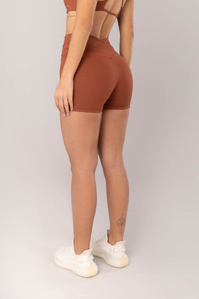 [CONJUNTO] - Top + Short com Cós Transpassado Frente e Costas (Marrom) | Ref: K4043-G