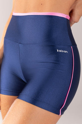 [CONJUNTO] Short + Top Strappy com Abertura no Cós (Azul Marinho / Rosa Claro) | Ref: K4370-A