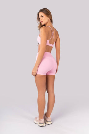 [CONJUNTO] Top + Short com Coberturas (Rosa Claro) | Ref: K4388-B