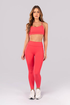 [CONJUNTO] Calça Legging + Top com Alças Ajustáveis nas Costas (Rosa Pink) | Ref: K4386-A