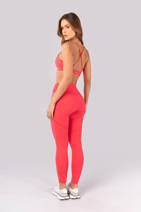 [CONJUNTO] Calça Legging + Top com Alças Ajustáveis nas Costas (Rosa Pink) | Ref: K4386-A
