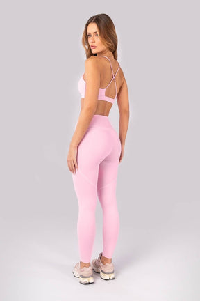 [CONJUNTO] Calça Legging + Top com Alças Ajustáveis nas Costas (Rosa Claro) | Ref: K4386-B