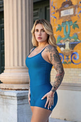 Macaquinho Alças Reguláveis e Tiras Costas (Azul Petróleo) | Ref: K4272-D