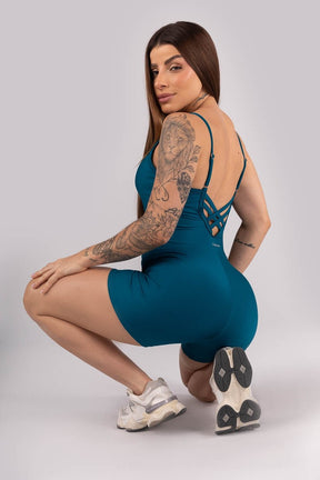 Macaquinho Alças Reguláveis e Tiras Costas (Azul Petróleo) | Ref: K4272-D