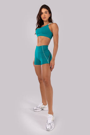 [CONJUNTO]  Short + Top com Alças Duplas (Jade / Verde Menta / Off-White) | Ref: K4511-A