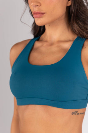 [CONJUNTO]  Short + Top com Alças Entrelaçadas Contrastantes (Azul Petróleo / Azul Bebê) | Ref: K4560-C