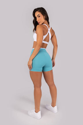 [CONJUNTO]  Short + Top com Alças Largas Cruzadas (Branco) | Ref: K4566-B