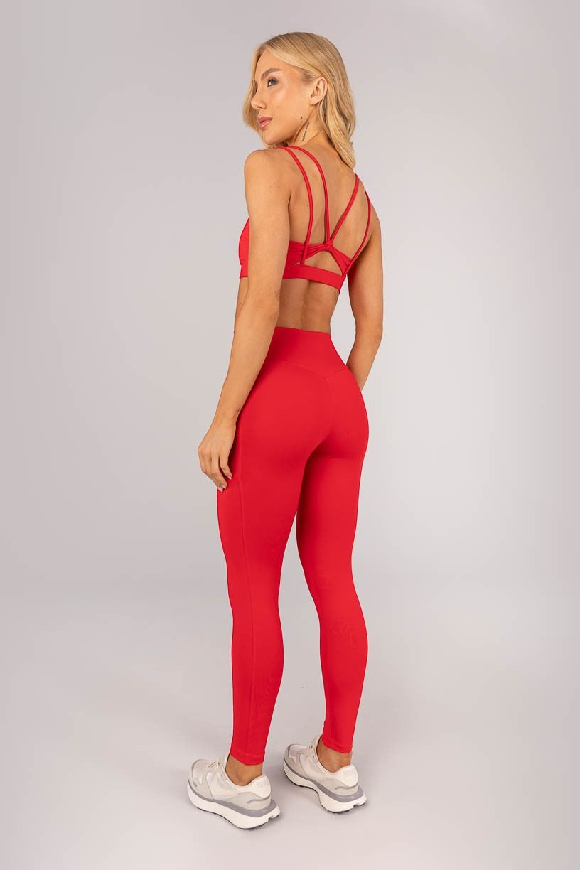 [CONJUNTO] - Top + Calça Legging com Cós Transpassado e Bolsos (Rubi) | Ref: K4360-D