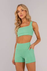 [CONJUNTO] Short + Top com Decote Quadrado e Costas Abertas (Hortelã) | Ref: K4600-B