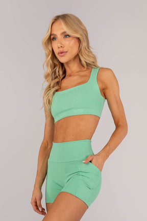 [CONJUNTO] Short + Top com Decote Quadrado e Costas Abertas (Hortelã) | Ref: K4600-B