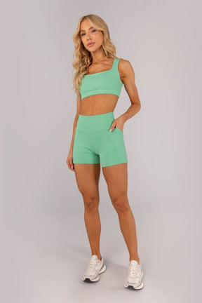 [CONJUNTO] Short + Top com Decote Quadrado e Costas Abertas (Hortelã) | Ref: K4600-B