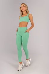 [CONJUNTO] Top + Calça Legging com Bolsos e Cobertura (Hortelã) | Ref: K4601-B