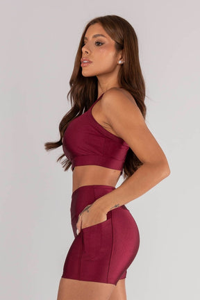 [CONJUNTO] - Short + Top com Alças Cruzadas (Vinho) | Ref: K4374-B