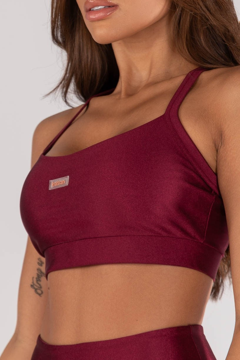 [CONJUNTO] - Short + Top com Alças Cruzadas (Vinho) | Ref: K4374-B