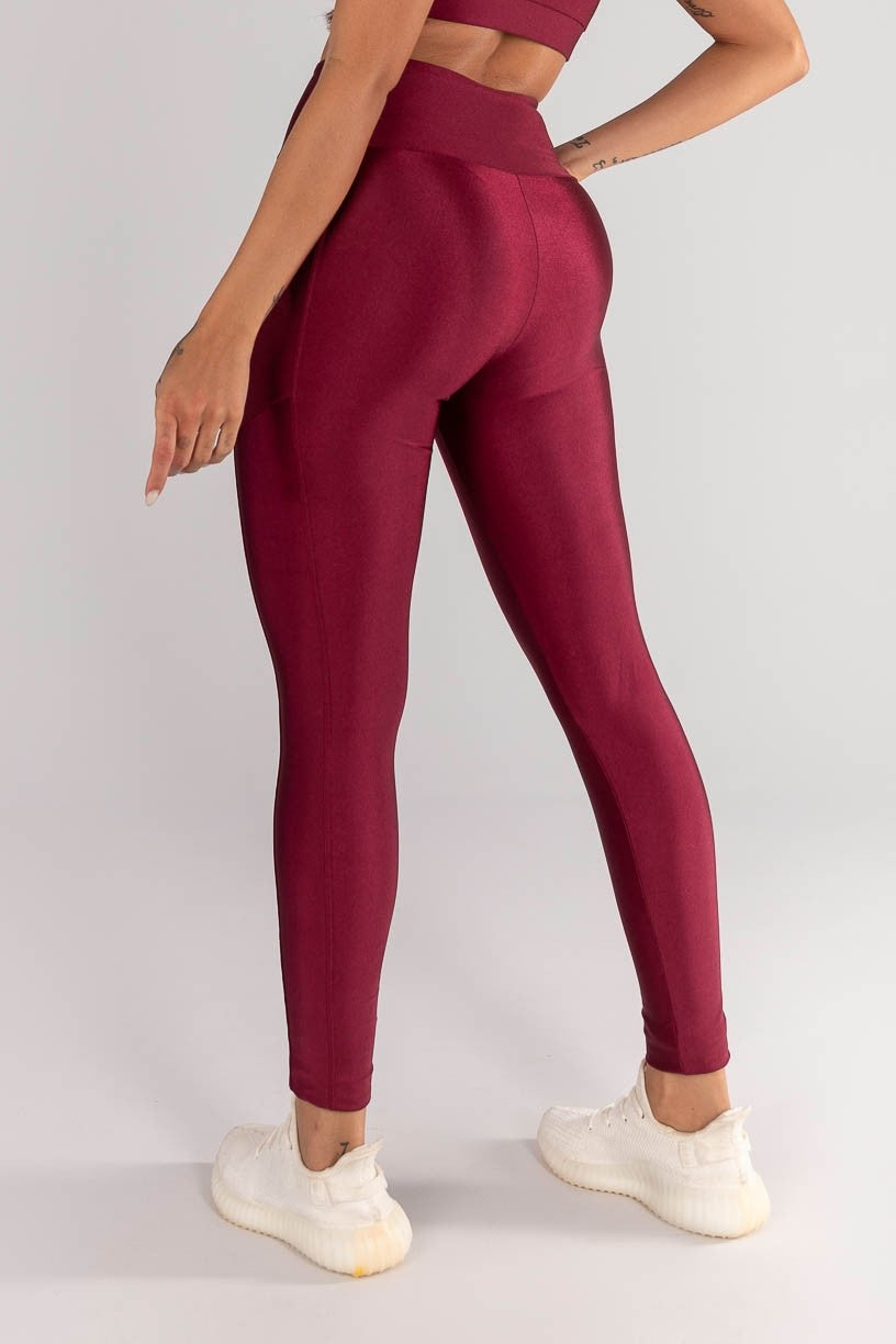 [CONJUNTO] - Top + Calça Legging com Bolsos Laterais (Vinho) | Ref: K4375-B