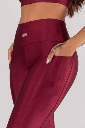 [CONJUNTO] - Top + Calça Legging com Bolsos Laterais (Vinho) | Ref: K4375-B