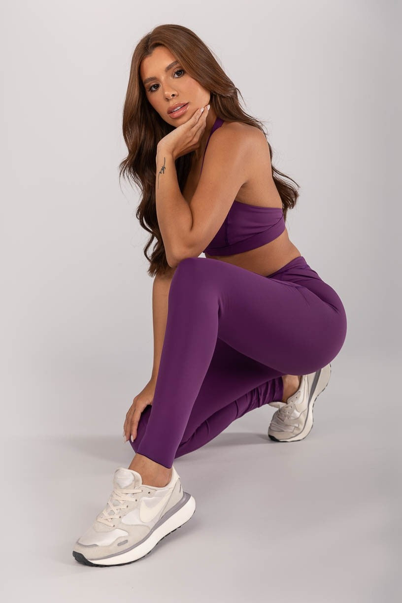 [CONJUNTO] - Top + Calça Legging Sem Gancho e Cobertura e Bolso no Cós (ametista) | Ref: K4628-b