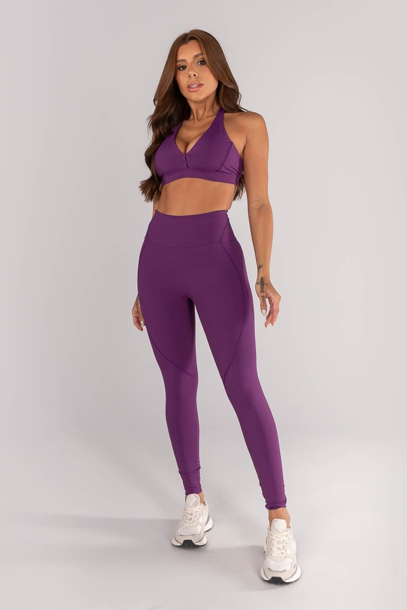 [CONJUNTO] - Top + Calça Legging Sem Gancho e Cobertura e Bolso no Cós (ametista) | Ref: K4628-b