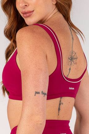 [CONJUNTO] Short + Top Alças Largas e Viés com Vivo Embutido (Açaí / Bege) | Ref: K4646-A