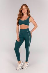 [CONJUNTO] Top + Calça Legging com Bolsos e Vivo (Imperial / Off-White) | Ref: K4647-B