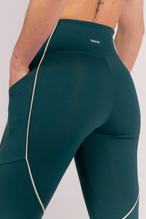 [CONJUNTO] Top + Calça Legging com Bolsos e Vivo (Imperial / Off-White) | Ref: K4647-B