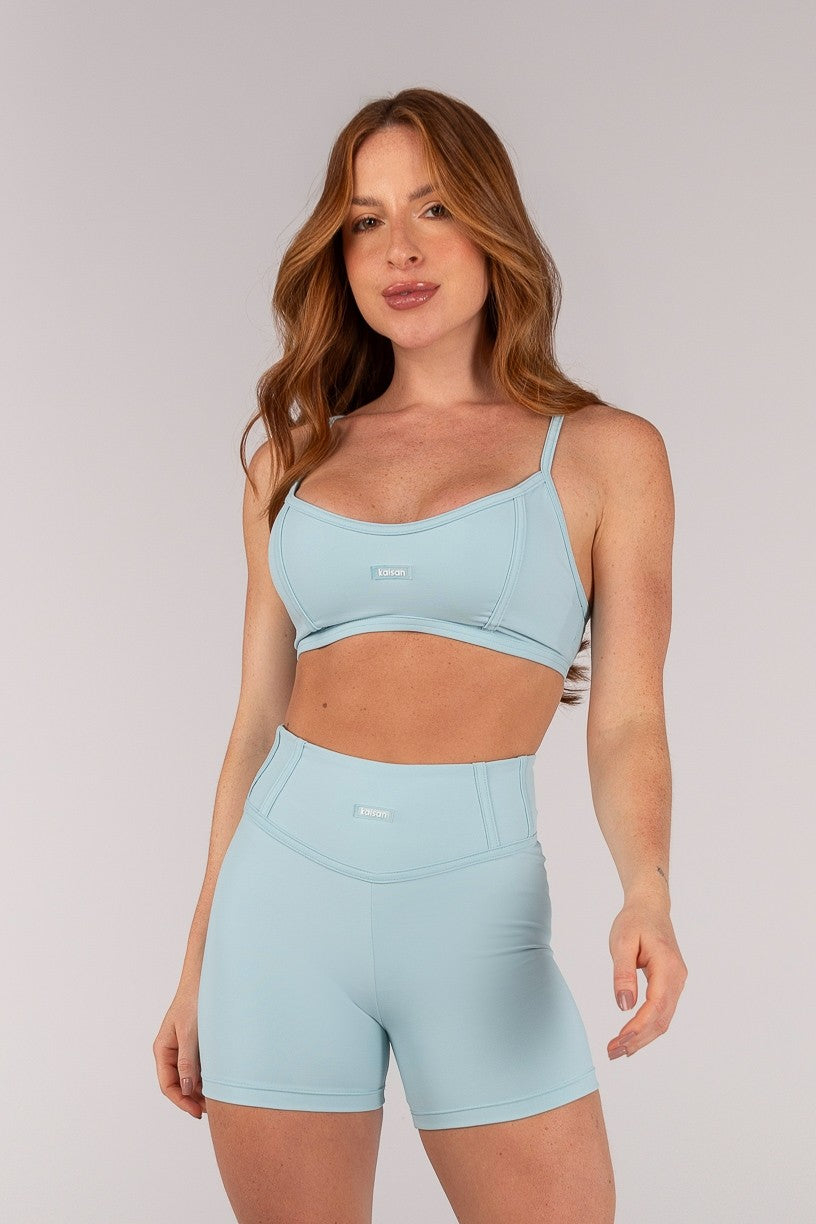 [CONJUNTO] Short + Top com Alças e Detalhe Em Chapado (Glacial) | Ref: K4649-B