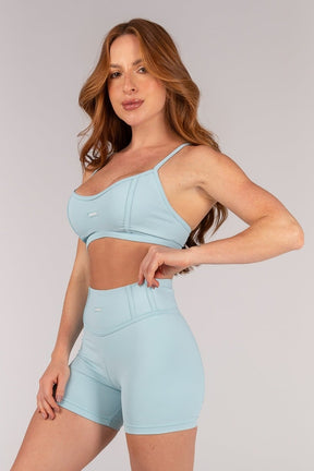 [CONJUNTO] Short + Top com Alças e Detalhe Em Chapado (Glacial) | Ref: K4649-B